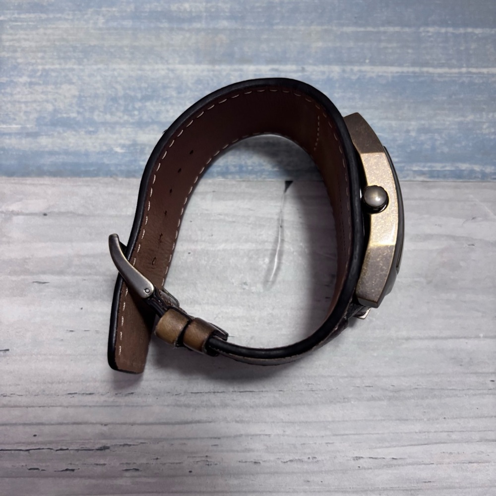 Guess Brown Rectangular Leather Watch - image 6